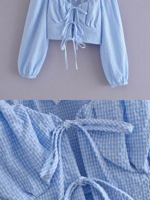 'francine' Seersucker Triple Ribbon Gingham Top