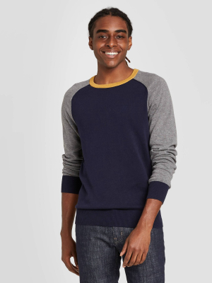 Men's Colorblock Regular Fit Crewneck Sweater - Goodfellow & Co™ Navy