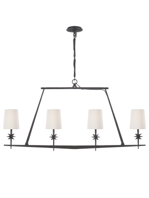 Etoile Linear Chandelier In Black Rust With Natural Paper Shades