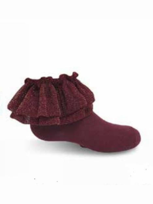 Zubii Metallic Cotton Ankle Sock - Burgundy