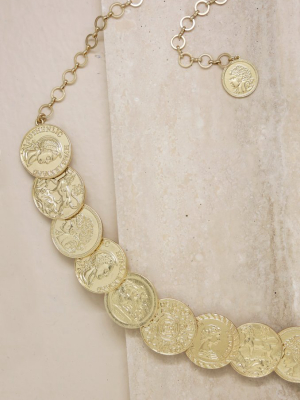 Roman Coin Statement Belt In Gold