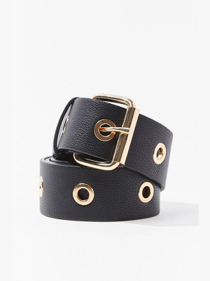 Faux Leather Grommet Belt