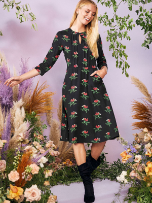 A Floral Folklore Midi Dress