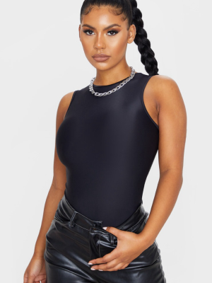 Black Stretch Slinky High Neck Sleeveless Bodysuit