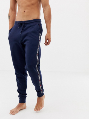 Tommy Hilfiger Authentic Cuffed Lounge Sweatpants With Side Logo Taping In Navy