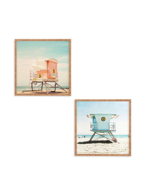 12"x12" 2pc Santa Cruz Summer Framed Decorative Wall Art Set Blue - Deny Designs