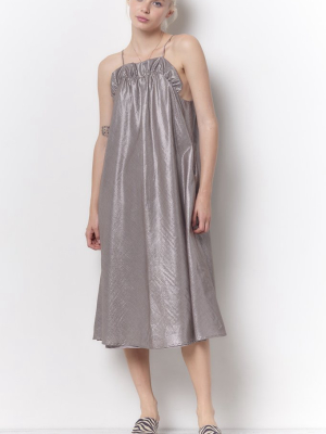 Harper Ruffle Top Swing Sun Dress - Metallic