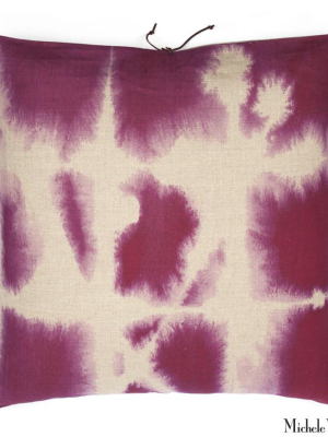 Printed Linen Pillow Grid Plum 24x24