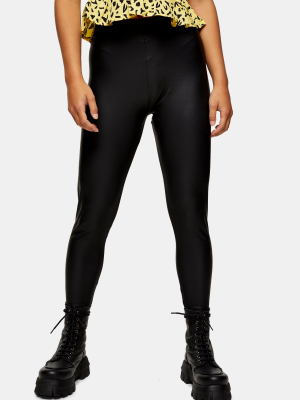 Petite Black Coated Faux Leather Leggings