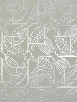 Cartouche Wallpaper In White And Silver By Antonina Vella For York Wallcoverings