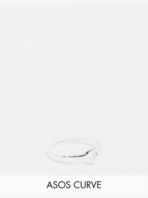 Asos Design Curve Sterling Silver Ring In Open Heart Design