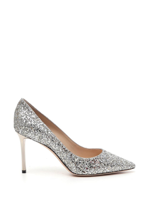 Jimmy Choo Romy 85 Glitter Pumps