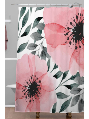 Marta Barragan Camarasa Big Flowers Shower Curtain Pink - Deny Designs