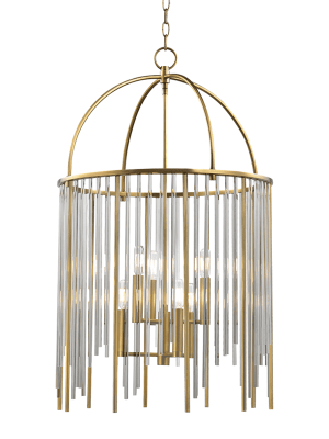 Lewis 6 Light Pendant Aged Brass