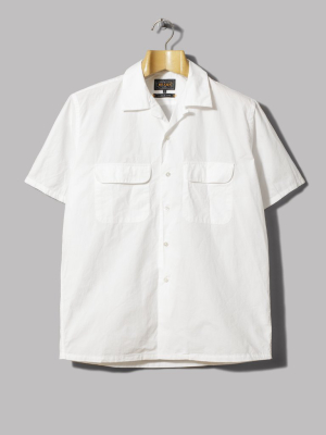 Beams Plus Open Collar Peruvian Pima Shirt (white)