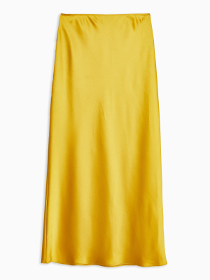 Chartreuse Satin Bias Maxi Skirt