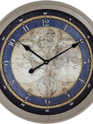 River Parks Studio Navigator 23 1/2" Round World Map Wall Clock