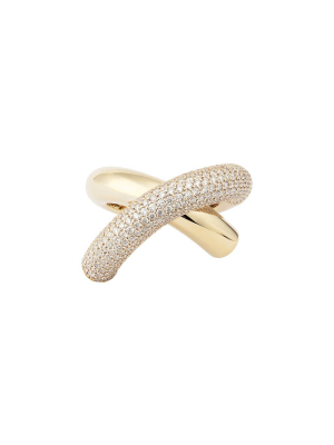 Cross Loop Ring - Half Diamond