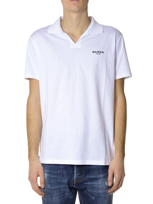 Balmain Flocked Logo Polo Shirt