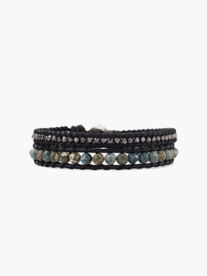 Green Mix Double Wrap Bracelet