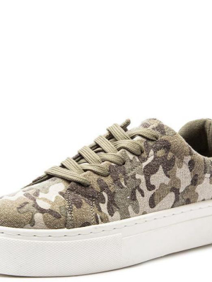 Royal09a Khaki Camouflage Fabric Women's Flat