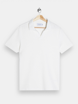 White Notch Waffle Textured Polo