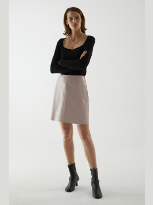 Short A-line Leather Skirt