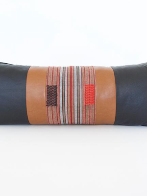 Mixed: Black & Red / Faux Leather Extra Long Lumbar Pillow - 14x36 (final Sale)