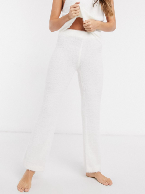 New Look Coordinating Fluffy Lounge Pants In Cream