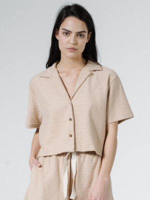 Terry Crop Shirt - Almond