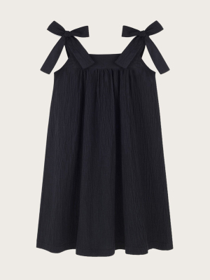 Kids On The Moon Bow Dress - Noir