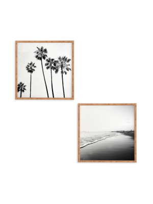 (set Of 2) 12" X 12" Five Palms Framed Decorative Wall Art White - Deny Designs