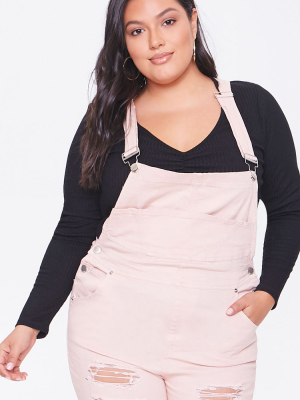 Plus Size Distressed Overalls