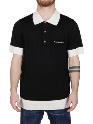 Balmain Contrast Trim Polo Shirt