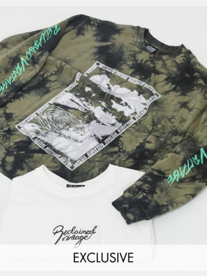 Reclaimed Vintage Inspired Sweat With Front Print In Khaki