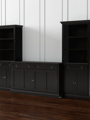 Cameo 3-piece Modular Bruno Black Media Entertainment Center With Storage Bookcases