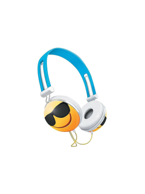 Nerd Block Emoji Overhead Stereo Headphones, Sunglasses