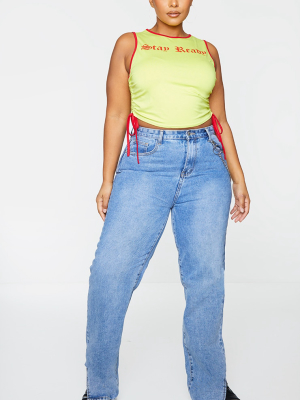 Plus Yellow Stay Ready Ruched Side Crop Top