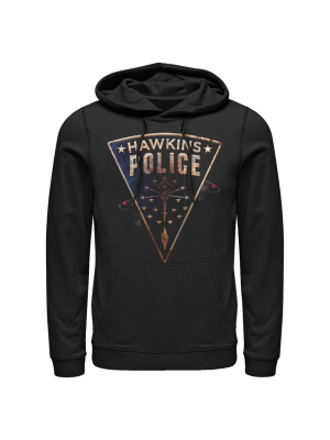 Men's Stranger Things Hawkins Police Rat Crest Pull Over Hoodie