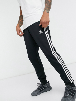 Adidas Originals Adicolour 3-stripe Skinny Sweatpants In Black