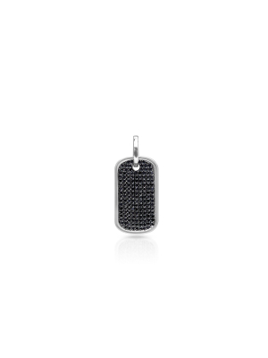 14kt White Gold Black Diamond Nicolai Dog Tag Charm