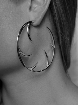 Statement Cat Claw Silver Hoop Earrings