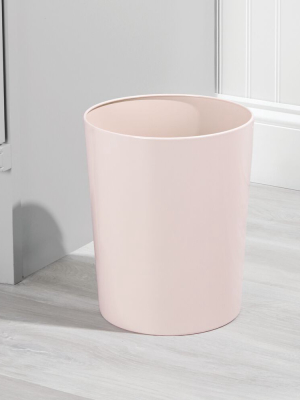 Mdesign Round Metal Small Trash Can Wastebasket, Garbage Bin - Light Pink/blush