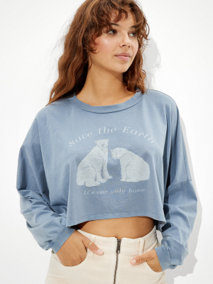 Ae Long Sleeve Polar Bear Graphic T-shirt