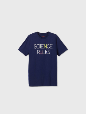 Men's Short Sleeve 'science Rules' Graphic T-shirt - Cat & Jack™ Navy