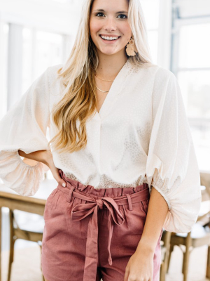 Put On A Show Ivory White Satin Leopard Blouse