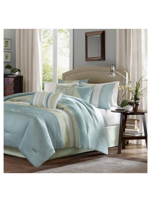 Kerry Pleated Colorblock Comforter Set (full) Green - 7pc