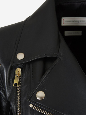 Alexander Mcqueen Peplum Zip Detailed Biker Jacket