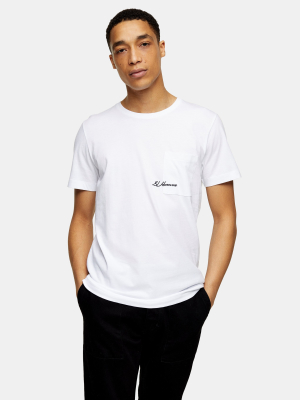 Selected Homme White Embroidered T-shirt