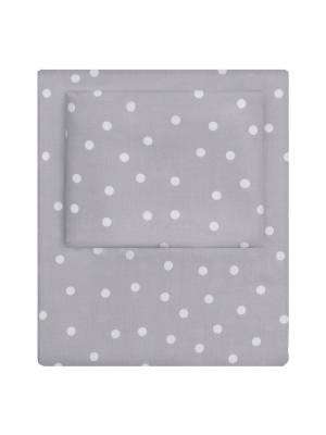 Grey Polka Dots Sheet Set  (fitted, Flat, & Pillow Cases)